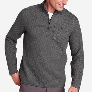 Eddie Bauer Fortify Quilted 1/4-Zip Grey Pullover